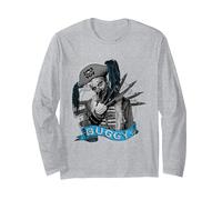 Acción en Vivo de One Piece Buggy Pirates Captain Alvida Alliance Manga Larga, Unisex para Adultos, Gris Jaspeado, XL