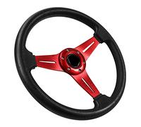 Acclcors general Racing Volante, Juego de volante 13,6 "6 espiral GRIP vinilo de cuero, con botón de bocina, para la carrera/rally/Racing/CAR Simulación (Rojo)