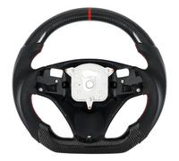 Acclcors Volante de fibra de carbono genuina hecho a mano con fondo plano y mango de cuero perforado para BMW M Sport 1/3 Series M3 E88 E90 E91 E92 E93 2005-2012