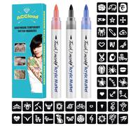 ACCloud Tatuajes Temporales Marcas en la Piel, 3 Cuerpo Marco+ 63 Kit de Molde Para, Flexible Cepillo Tatuajes,Seguridad de la piel en proyectos artísticos, pinturas (3 Colores-B)