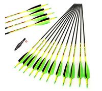 ACCMOS 12pz ID 6,2 mm Tiro al Arco Flecha de Carbono Puro Spine 600 Flechas de Caza 29 Pulgadas Pluma de Pavo de 4" Flecha de Práctica (Spine 600, 29inch)