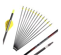 ACCMOS 30 Pulgadas ID 5.2 mm Flecha de Carbono Puro Spine 350 Flechas de Caza Punta de Flecha Reemplazable, para Arco Recurvo Arco Compuesto Tiro al Arco 12 pz (Spine 350, 30inch)