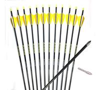 ACCMOS 31" Flecha de Carbono Puro Spine 700 ID 4,2 mm con Pluma de Pavo de 2,5" Flechas de Caza para Arco Recurvo Arco Compuesto Tiro al Arco 12 pzs (12pcs, Spine 700)