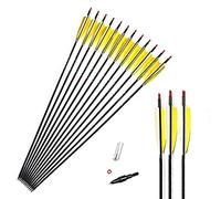 ACCMOS 32" Flecha de Carbono Puro Spine 600 5 '' Pluma de Pavo Flecha de Caza, ID 6.2 Apuntando Flechas, para Arco Largo Arco Recurvo Arco Tradicional Tiro al Arco (12pcs, Spine 600)