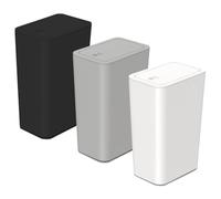 Accmuzzy 3 cubos de basura de 9 litros para baño con tapa a presión, cubo de basura para baño, cocina, baño, salón, lugar estrecho (1blanco, 1gris, 1negro)