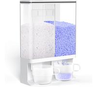 Accmuzzy Almacenamiento de detergente en polvo de 3 litros,Almacenamiento de ropa con 2 tazas,Dispensador de detergente para ropa doble montado en la pared,Contenedores de detergente para ropa con ta