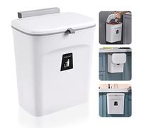 Accmuzzy Cubo de Basura de Cocina 9L, Cubo de Basura Colgante con Tapa para Baño, Dormitorio o Caravana, Cubos de Basura para Cocina