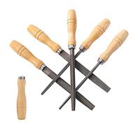 ACCOCO Juego de 5 limas de acero de alto carbono con mangos de madera para metal, madera, plástico, 5 unidades