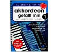 Accordéon "J'aime bande 1 - Ultime jeu livre (légèrement ARRANGIERT) de Waldemar Long - Avec CD et coloré Cœur Note Pince