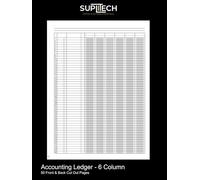Accounting Ledger - 6 Column: 100 (50 Front and Back) 8.5" x 11" White Pages with Black Lines (Suplitech Office & School Essentials)