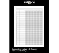 Accounting Ledger - 6 Column: 200 (100 Front and Back) 8.5" x 11" White Pages with Black Lines (Suplitech Office & School Essentials)