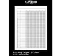 Accounting Ledger - 6 Column: 200 (100 Front and Back) 8.5" x 11" White Pages with Black Lines (Suplitech Office & School Essentials)