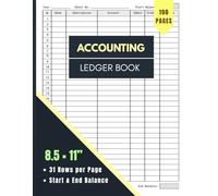 ACCOUNTING LEDGER BOOK: Simple Bookkeeping Journal for Small Businesses, Home Offices, Schools, Personal Finance, and More | Monthly Income and Expense Log | 8.5" x 11" size | 100 Pages