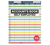 Accounts Book Self Employed: Colorful Income & Expense Ledger | 6 Column Accounting Record Notebook for Small Business A4