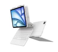 accrosoo Funda de teclado para iPad con estación de acoplamiento integrada, conector inteligente, teclado retroiluminado con cable con trackpad, soporte flotante magnético (blanco, A16 de 11ª 11