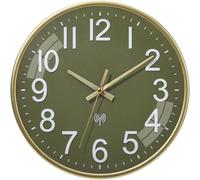 ACCSHINE Reloj de Pared de Control de Radio, Silencio,Relojes de Pared Cocina, 30 cm, Moderno, Reloj Pared Grande, Salon, Modernos, silencioso, Digital, Vintage, Luminoso (Verde Hierba)