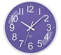 ACCSHINE Reloj de Pared de Control de Radio, Silencio,Relojes de Pared Cocina, 30 cm, Moderno, Reloj Pared Grande, Salon, Modernos, silencioso, Digital, Vintage, Luminoso (Morado)