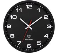 ACCSHINE Reloj de Pared silencioso, Reloj de Pared de Control de Radio,25 cm 30 cm, Moderno, Blanco,Reloj Pared Grande, Cocina, Salon, Modernos, Digital, Vintage, Luminoso (Negro+Blanco, 30 cm)