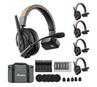 Accsoon Como SE Wireless Intercom Headset System, comunicación dúplex completa de 2,4 GHz, alcance de 1312 ft/400 m, antena externa, ENC, 30 horas de duración de la batería, 1 PC host y 4 auriculares