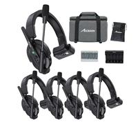 Accsoon Como Sistema de intercomunicación inalámbrico Full Duplex 1,9 GHz con alcance de 400 m, micrófono dual ENC flip-to-mute para producción de películas de TV (1 host 4 Remote Kit)