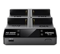 Accsoon TopRig 100W Cargador rápido NP-F de 4 bahías + Cargador EU GaN