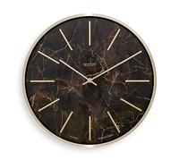 Acctim Luxe - Reloj de pared de cuarzo, metal cepillado en relieve, bastones dorados, manecillas de latón, mármol oscuro, 40 cm