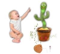 Acction Cactus Qui Danza y Repite - Recargable USB - Volumen ajustable - Grabadora luminosa - 120 canciones - Juguete interactivo para niños y bebés - Divertido y educativo