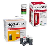 Accu FastClix Lancets + Accu Performa tiras de prueba | Paquete de 204 lancetas precargadas + paquete de 50 casetes de prueba | Paquete de ahorro | Paquete por paquete MG Living