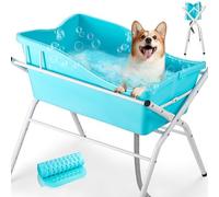 ACCUCRAFT Bañera para perros, estación de lavado para perros para baño y aseo, 4 niveles elevados, plegable, portátil, para perros pequeños, gatos, mascotas