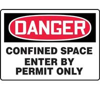 Accuform "Danger Confined Space - Enter By Permit Only" Confined Space, Adhesive Vinyl, 7 x 10 Inches (MCSP133VS)