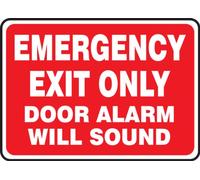 Accuform"Emergency Exit Only - Door Alarm Will Sound" Safety Sign, Dura-Plastic, 10 x 14 Inches (MEXT411XT)