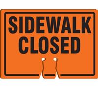 Accuform FBC737 Plastic Traffic Cone Top Warning Sign, Legend"Sidewalk Closed", 10" Length x 14" Width x 0.060" Thickness, Black on Orange