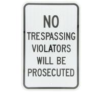 Accuform FRP909RA Engineer-Grade Reflective Aluminum Traffic Sign, Legend"NO TRESPASSING Violators Will BE PROSECUTED", 18" Length x 12" Width x 0.080" Thickness, Black on White