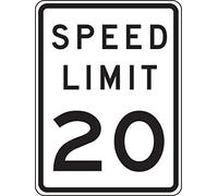 Accuform FRR21820RA Engineer-Grade Reflective Aluminum Traffic Sign, Legend"SPEED LIMIT 20", 18" Length x 12" Width x 0.080" Thickness, Black on White