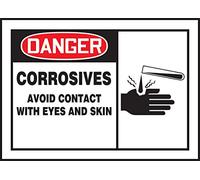 Accuform LCHL003VSP Adhesive Label, Legend"Danger CORROSIVES Avoid Contact with Eyes and Skin", 3.5" Height, 3.5" Length x 5" Width x 0.004" Thickness, Vinyl, Red/Black on White (Pack of 5)