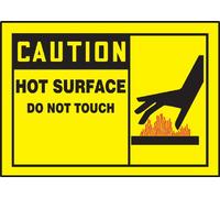 Accuform LEQM647VSP Safety Label, Legend"Caution HOT Surface DO NOT Touch" with Graphic, 3.5" Length x 5" Width x 0.004" Thickness, Adhesive Vinyl, Black/Red on Yellow (Pack of 5)
