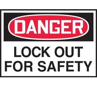 Accuform LLKT286VSP Lockout Safety Label, Legend"Danger Lock Out for Safety", 3.5" Length x 5" Width x 0.004" Thickness, Adhesive Vinyl, Red/Black on White (Pack of 5)