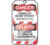 Accuform Lockout Tags, Pack of 25, Bilingual Danger Locked Out Do Not Operate, US Made OSHA Compliant Tags, Weather-Proof & Chemical Resistant Laminated PF-Cardstock, 5.75"x 3.25", Pack of TSP103LTP