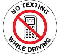 Accuform LVHR704 Adhesive Vinyl Safety Label, Legend"NO TEXTING WHILE DRIVING", 2" Length x 2" Width x 0.004" Thickness, Red/Black on White (Pack of 5)