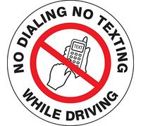 Accuform LVHR714 Adhesive Vinyl Safety Label, Legend"NO Dialing NO Texting While Driving", 2" Length x 2" Width x 0.004" Thickness, Red/Black on Clear (Pack of 5)