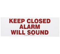 Accuform MABR504VS Adhesive Vinyl Safety Sign, Legend"Keep Closed Alarm Will Sound", 4" Length x 12" Width x 0.004" Thickness, Red on White