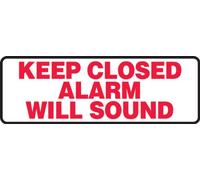 Accuform MABR504XT Dura-Plastic Sign, Legend"Keep Closed Alarm Will Sound", 4" Length x 12" width x 0.060" Thickness, Red On White, 4" Height, 12" Wide, 4" Length, Dura-Plastic, 4" x 12"