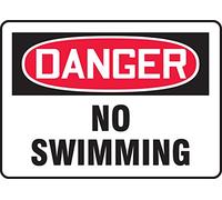 Accuform MADM028VA Señal de seguridad de aluminio, leyenda "Danger NO Swimming", 7 pulgadas de largo x 10 pulgadas de ancho, rojo/negro sobre blanco