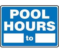 Accuform MADM441VA Señal de seguridad de aluminio, leyenda "Pool Hours_ to_", 7 pulgadas de largo x 10 pulgadas de ancho, blanco sobre azul