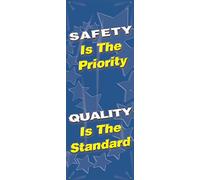 Accuform MBR605 Safety Banner, Legend"Safety is The Priority Quality is The Standard", 74" Height, 74" Length x 28" Width, Vinyl, Reinforced with Metal Grommets, Single-Sided