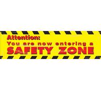 Accuform MBR802 Motivational Safety Banner, Legend"Attention: You are Now Entering A Safety Zone", 28" Length x 8-ft Width, Reinforced Vinyl with Metal Grommets