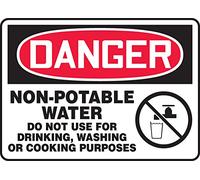 Accuform MCAW017VP Sign, Legend"Danger Non-Potable Water DO NOT USE for Drinking, Washing OR Cooking", 10" Length x 14" Width x 0.055" Thickness, Plastic, 10" x 14", Red/Black on White