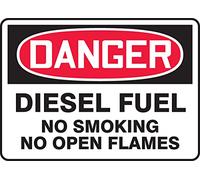 Accuform MCHL270VA Señal de seguridad de aluminio, leyenda "DANGER DIESEL FUEL NO SMOKING NO OPEN FLAMES", 10 pulgadas de largo x 14 pulgadas de ancho, rojo/negro sobre blanco