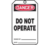 Accuform MDT112CTM PF-Cardstock etiqueta de seguridad, leyenda "DANGER DO NOT OPERATE", 5.75" de largo x 3.25" de ancho x 0.010" de grosor, rojo/negro sobre blanco (paquete de 5)