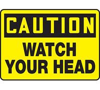 Accuform MECR601VP Plastic Safety Sign, Legend"CAUTION WATCH YOUR HEAD", 7" Length x 10" Width x 0.055" Thickness, Black on Yellow